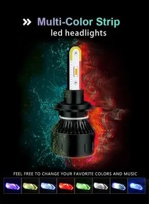 2020 New 2pcscolorful RGB LED Car Light H4 H11 RGB Headlight Kit Fog Lights APP Bluetooth Control Bulbs Lamp Car Accessories