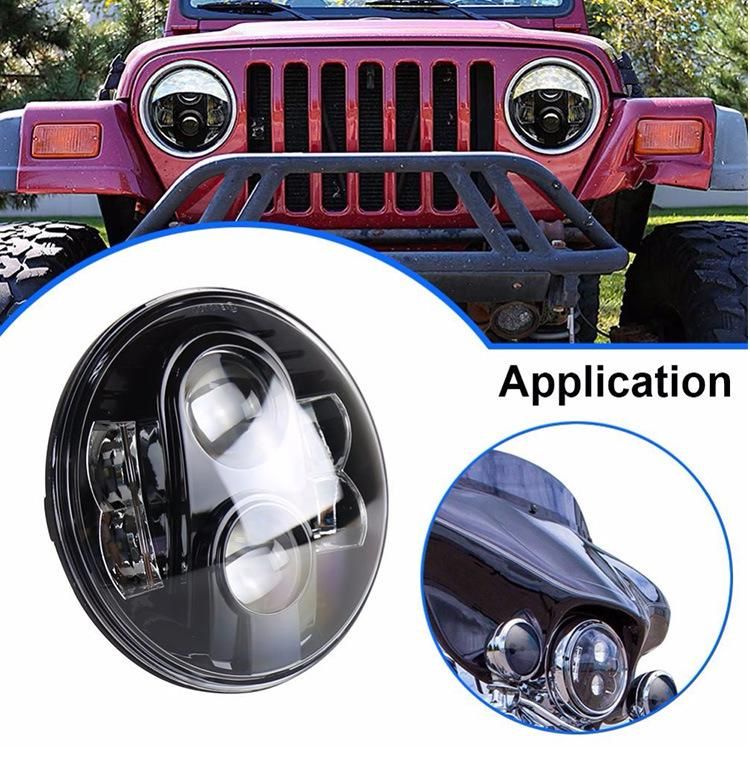 7 Inch 80W LED Headlight for Jeep Wrangler Lada 4X4 Defender High Low Beam 7" Round Headlamp