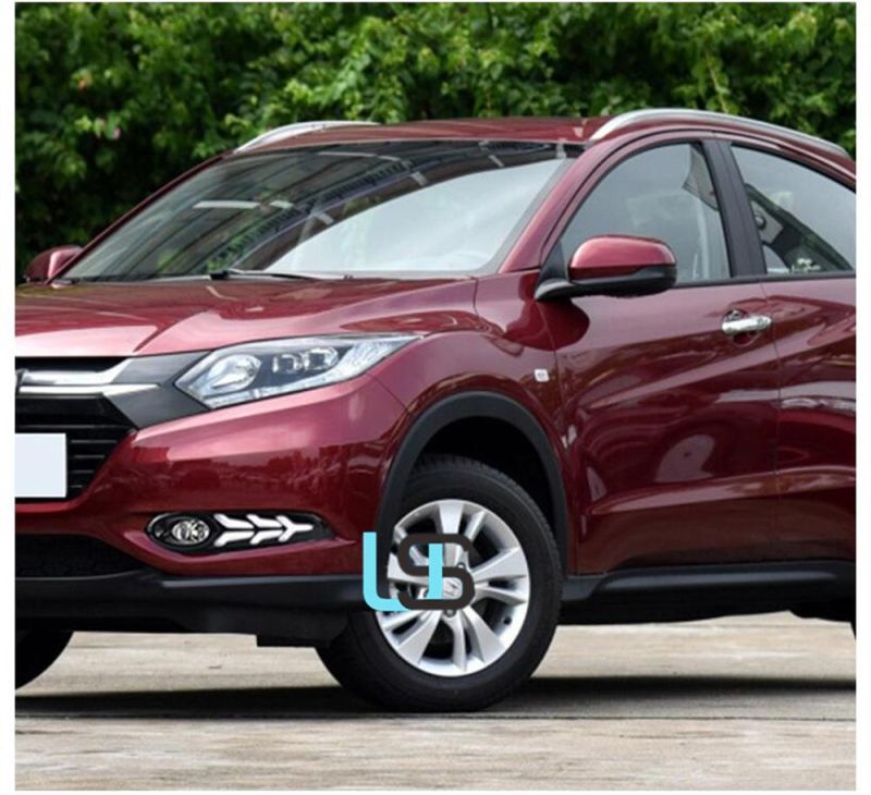 for Honda Hrv Hr-V Vezel 14-15-16-17-18 LED DRL Brake Reverse Relay Daylight Front Bumper Fog Lamp Daytime Running Lights with Turn Signal