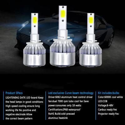 Wholesale C6 Auto Lamps H4 H7 Auto LED Headlight H1 H3 H11 9005 9006 Hb3 Hb4 &#160; Car LED Light Lamp 72W 8000lm