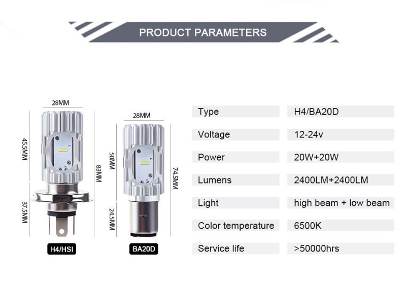 HS1 Ba20d LED Motorcycle Light 12V 4800lm LED Motorcycle Headlight
