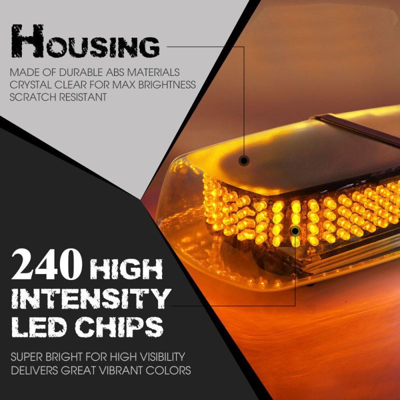 240 LED Amber/Yellow Emergency Warning Caution Strobe Light Roof Top LED Mini Bar for Cars Trucks Vehicles Snow Plow