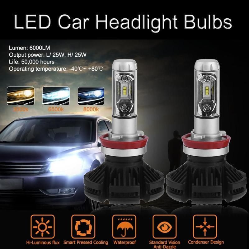 Manufacturer Bright White X3 C6 LED Headlight H1 Kit 6000lm 50W 6000K All in One Design Car Front Fog Lamp Driving Bulb