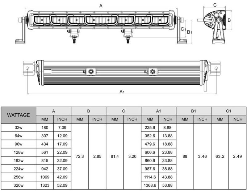 LED Bar Super Bright Long LED Light Bar with Three Row