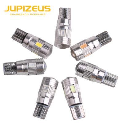 Multi Color Etw5w 6SMD 5730 194 168 Cold White 12V W5w Canbus Auto Wedge Parking Lights Car Park Lights with Lens