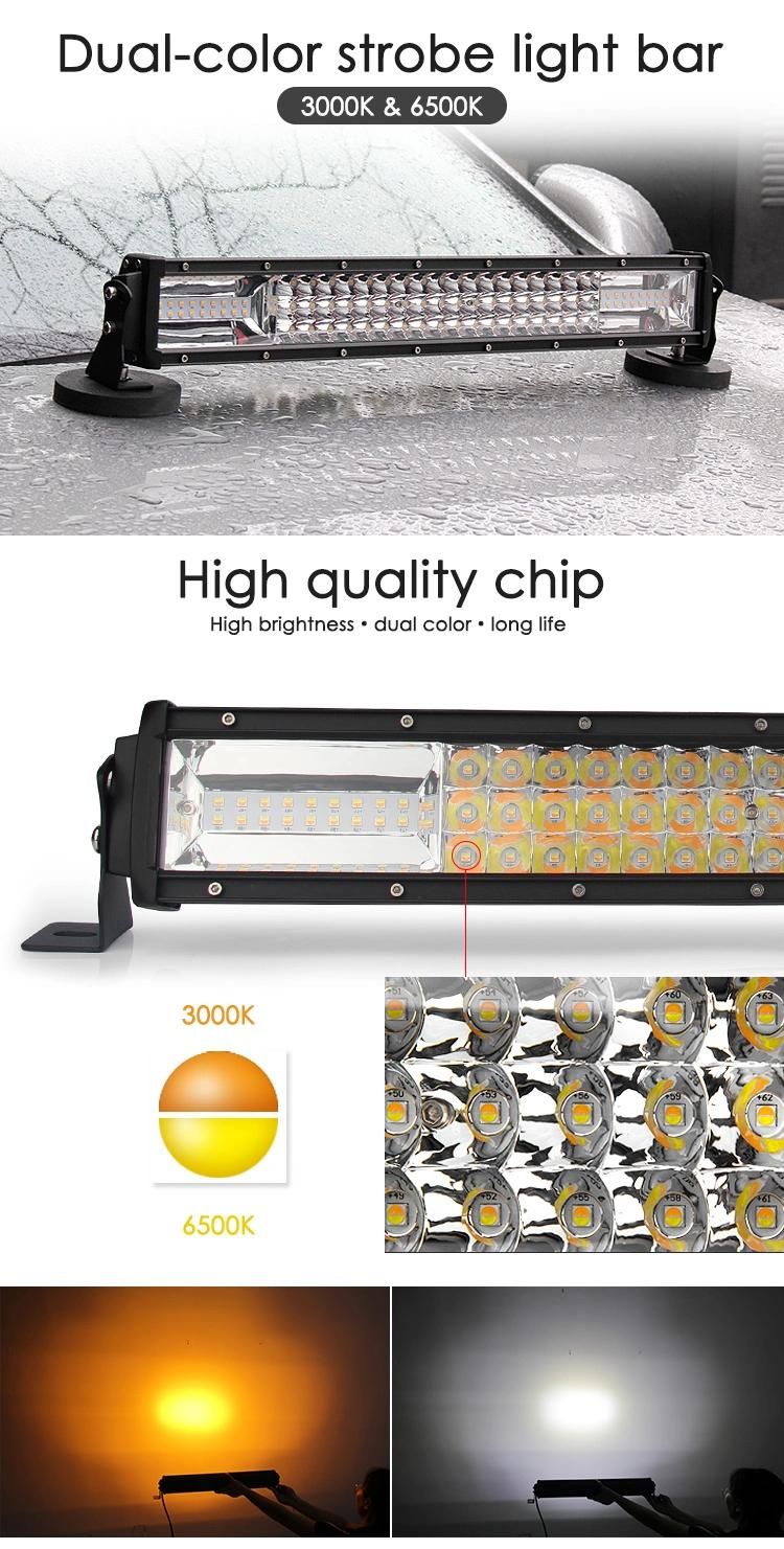 Wholesale Offroad Truck Dual Color Strobe Flash Driving Light 22" 32" 42" 50" 52" 3 Rows LED Light Bar