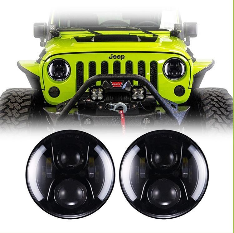 7 Inch Round 60W Halo Ring DRL Jeep LED Headlight