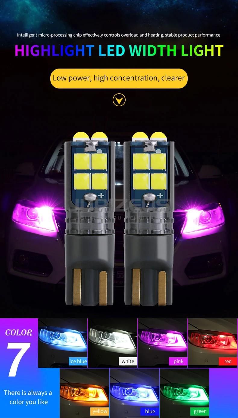 Width Lamp Light Turn Signal Car Reading Light Lens Bulbs LED 3030 10 SMD T10 Auto Light with Mluti Color