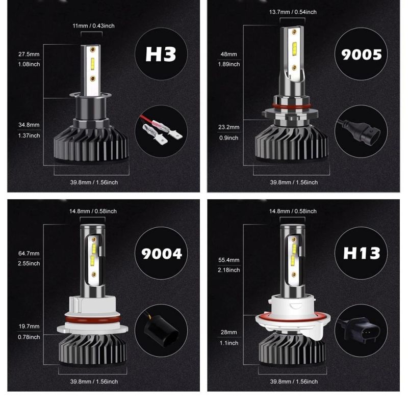 Super Bright LED Headlight Bulb H7 9005 9006 F2 Csp 1860 Automotive LED Headlight