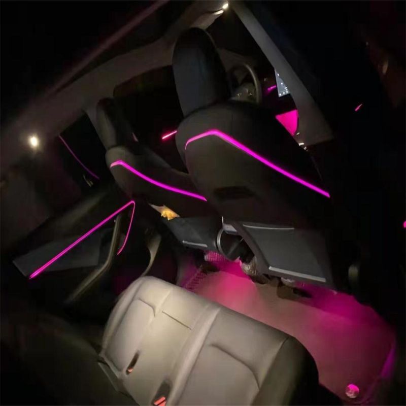 Car Styling Cold Light Ambiance Lamp Line Auto Lights LED RGB Neon Interior Atmosphere Light Strip Tesla Multicolor Atmosphere Lamp