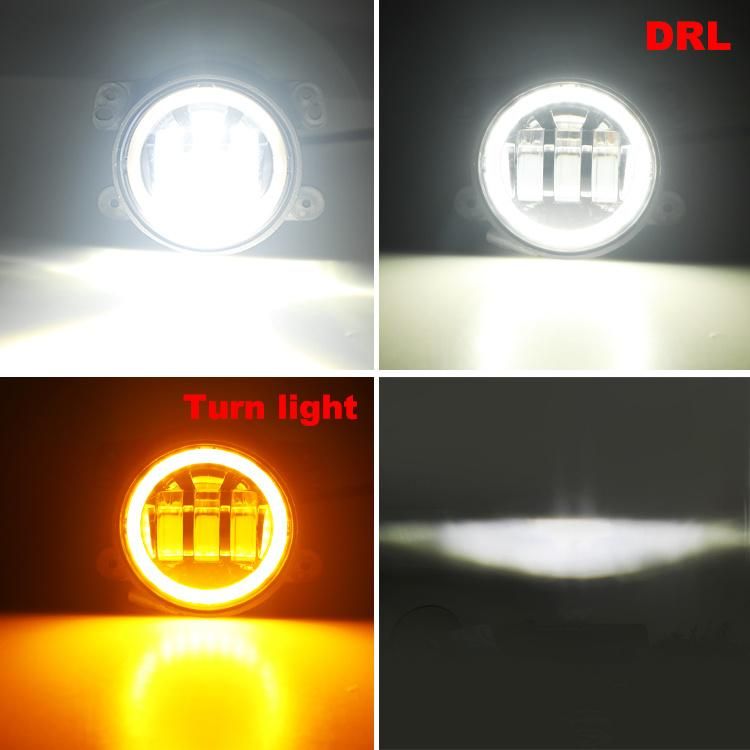 12V Angel Eyes 4 Inch Auto LED Fog Light Round 4inch Halo Car Fog Lamp with Relay Cables