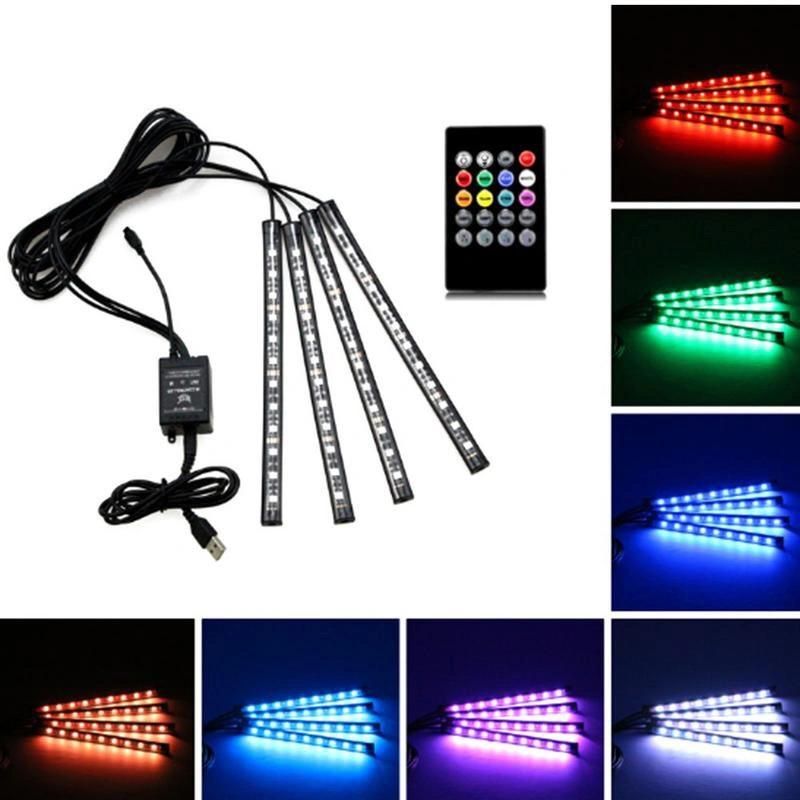 2020 12V RGB LED Strip Remote Musical Activated Control Car Internal Interior Atmosphere Light