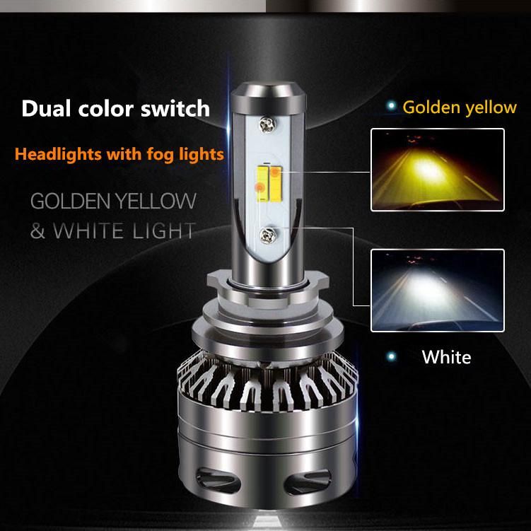 60W 6000lm 6500K 2300K 9005 9006 9012 S5 Dual Color Car LED Headlight