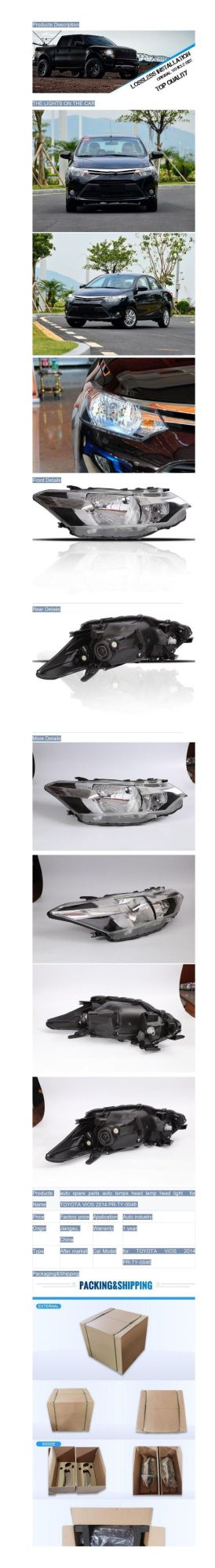 Car Front Head Lamp Auto Parts Front Head Lights Reconfigure Plating Crystal Hiace Head Lamp for Toyota Vios 2014 Pr-Ty-0046