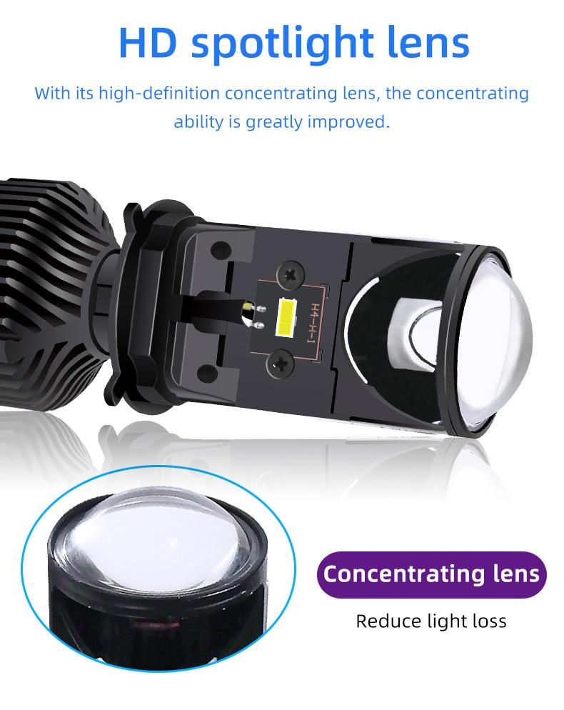 2PCS 90W/Pair Lamp H4 LED Mini Bi LED Lens Projector Car Headlight 14000lm Lampada LED H4 Hi/Low Beam Lights Canbus 12V 24V Bulb