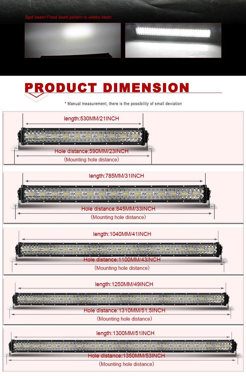 12V 24V Offroad Wholesale 3 Row LED Bar 300W 240W 180W 120W LED Offroad 50 Inch LED Light Bar