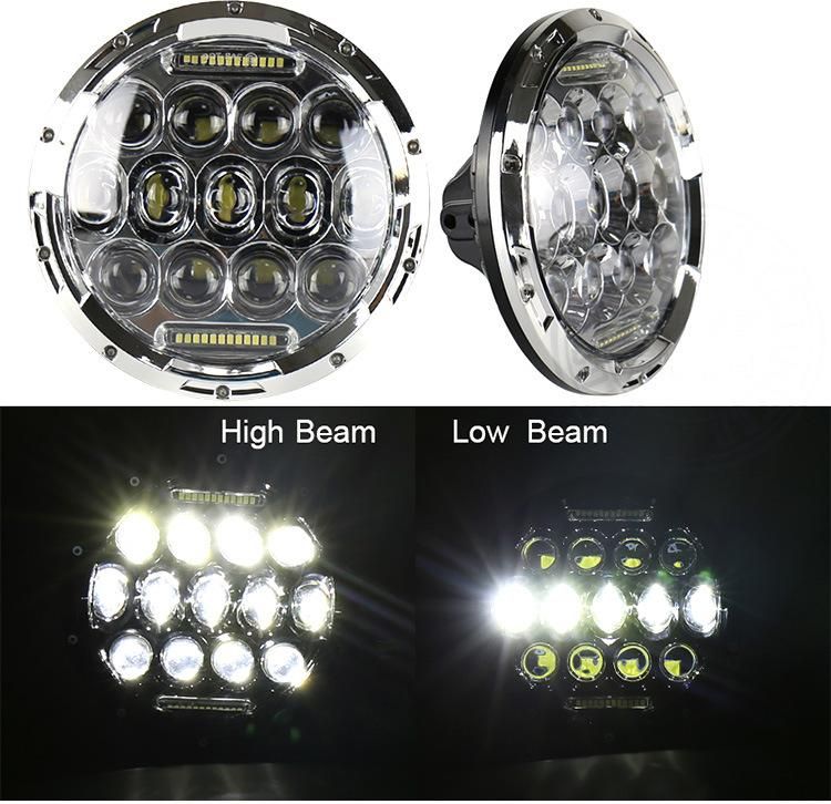 7′′ Round LED Headlights with Halo Angle Eyes DRL for Jeep Wrangler Jk High Low Beam 7 Inch 75W LED Headlight