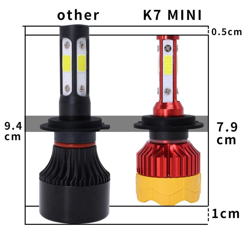 K7 4-Sides Chip H4 H7 H11 8000lm LED Headlight with 9005 9006 G5 6000K LED Car Light and G20 H13 9007 9004 Auto Light