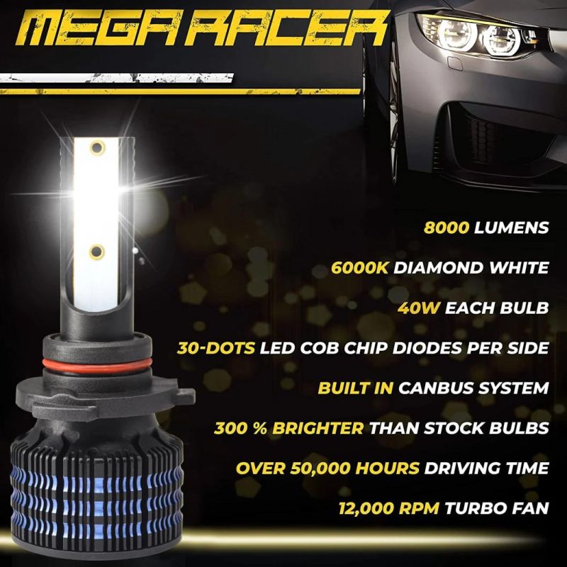 Newest Model LED Headlight K20 80W 12000lm 12V 24V Csp Chip 6000K H4 Car Lights H7 H11 9005 LED Bulbs LED Lamps LED Auto Car Headlight Bulbs