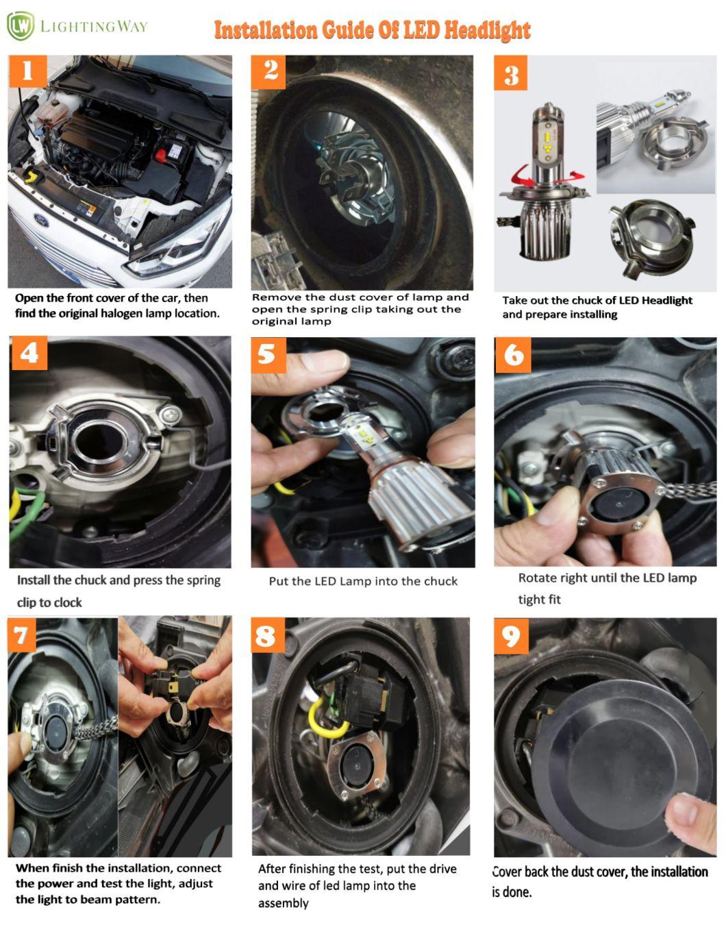 Auto Parts LED Lighting System Hb5 Hb1 60W Zes Chip 8000lm LED Headlight