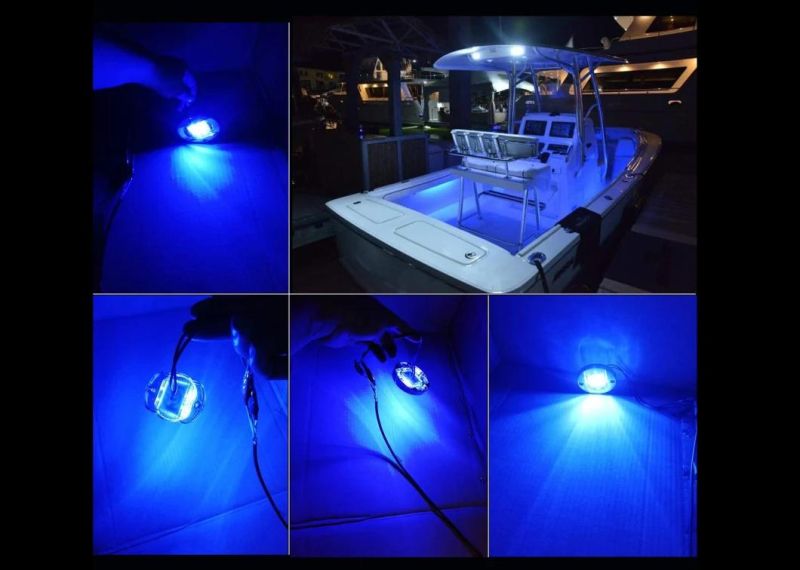 3 Inch 6-2835-SMD LEDs 12V Round with Clear Lens Waterproof Marine LED Lights for Boats Courtesy Cabin Stern Transom