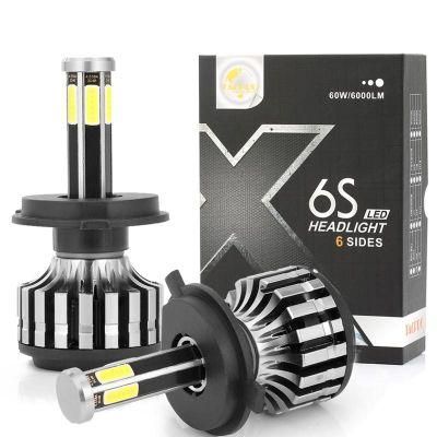 6 Side LED Car Headlight LED Fog Lights 120W 12000lm H7 H4 H11 H13 9005 9006 3000K 6000K 8000K LED Headlight