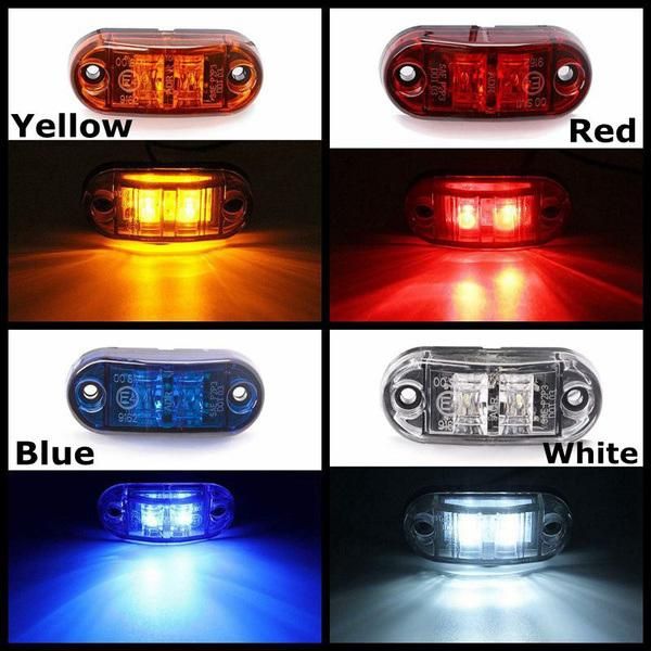 Amber LED Side Marker Clearance Indicator Lights 2 LED Smoke Lens Waterproof 12V Trailer Lorry Van Bus Boat Marine LED Marker