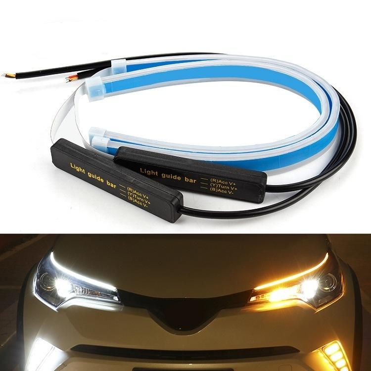 2xu Car DRL LED Daytime Running Light White Turn Signal Yellow Guide Bar Light Bar