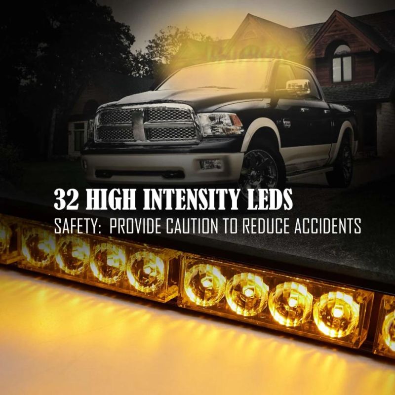 LED Emergency Warning Light Bar Flash Strobe Light Bar Universal Vehicles Trucks Traffic Advisor Light with Cigar Lighter and Suction Cups