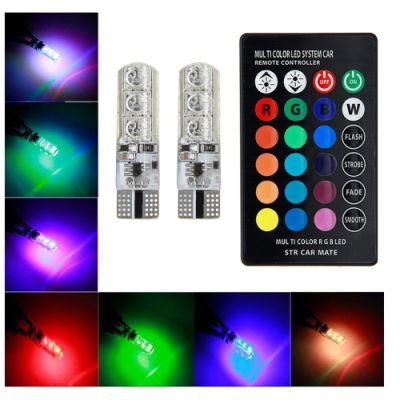 New T10 W5w RGB LED Car Clearance Lights SMD RGB T10 LED Bulb Remote Width Interior Lighting Source Car Styling