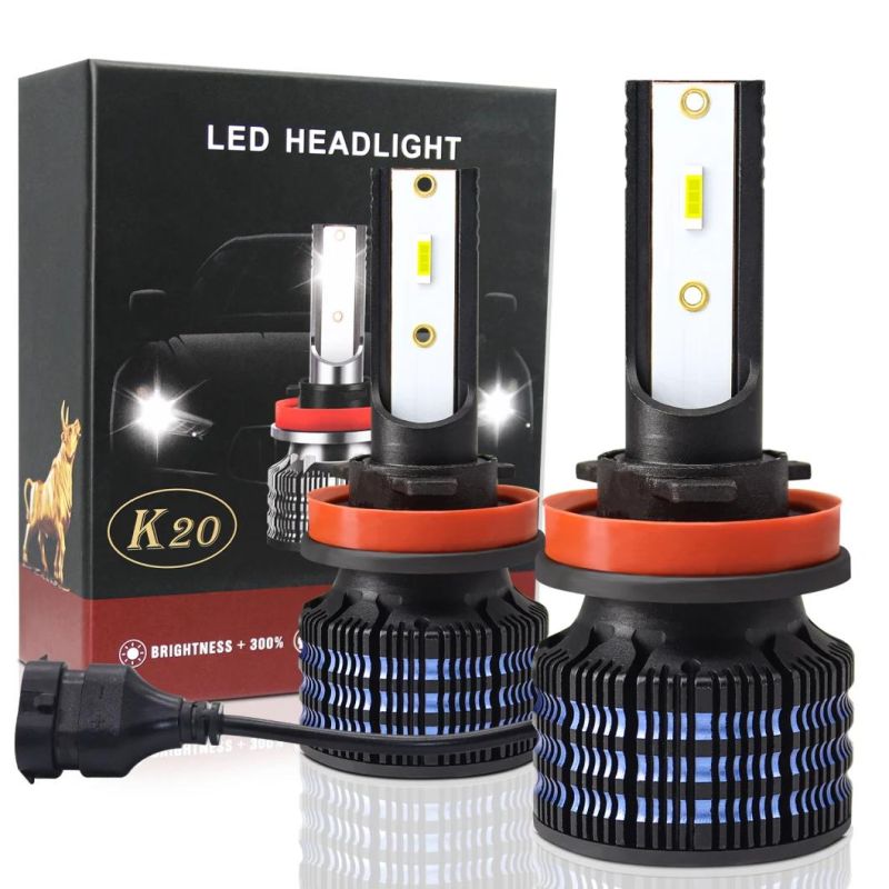 Newest 2 PCS K20 Car Headlights 80W 12000lm 9-32V Csp Chip 6000K H1 H7 H4 9005 Low Beam Lights Auto Fog Light Car Headlight Bulbs