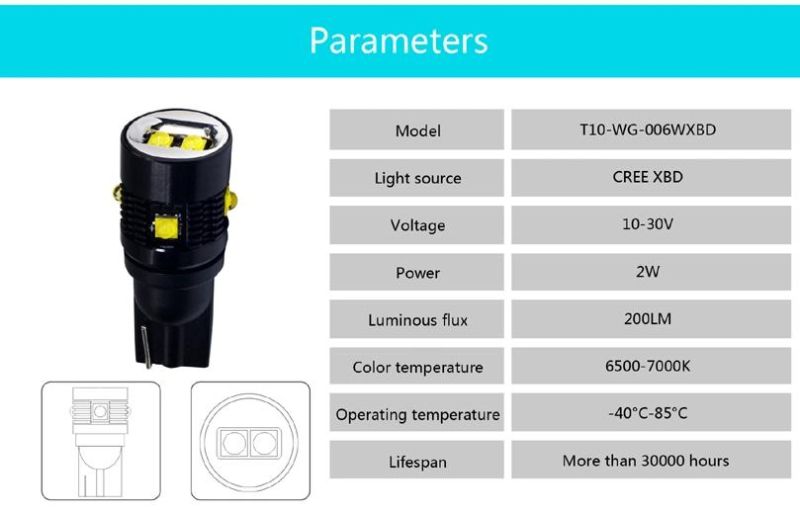 CREE LED High Power LED Car Bulb Auto Bulb (T10-WG-006WXBD)