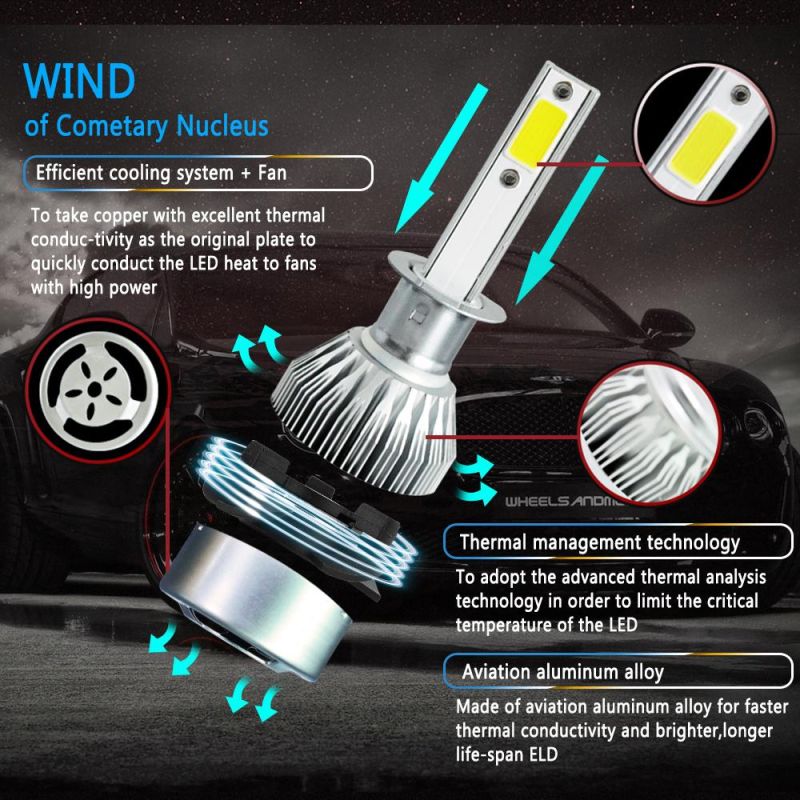 Wholesale Cheap C6 Auto Car H1 LED Headlight 12V 72W 8000lm