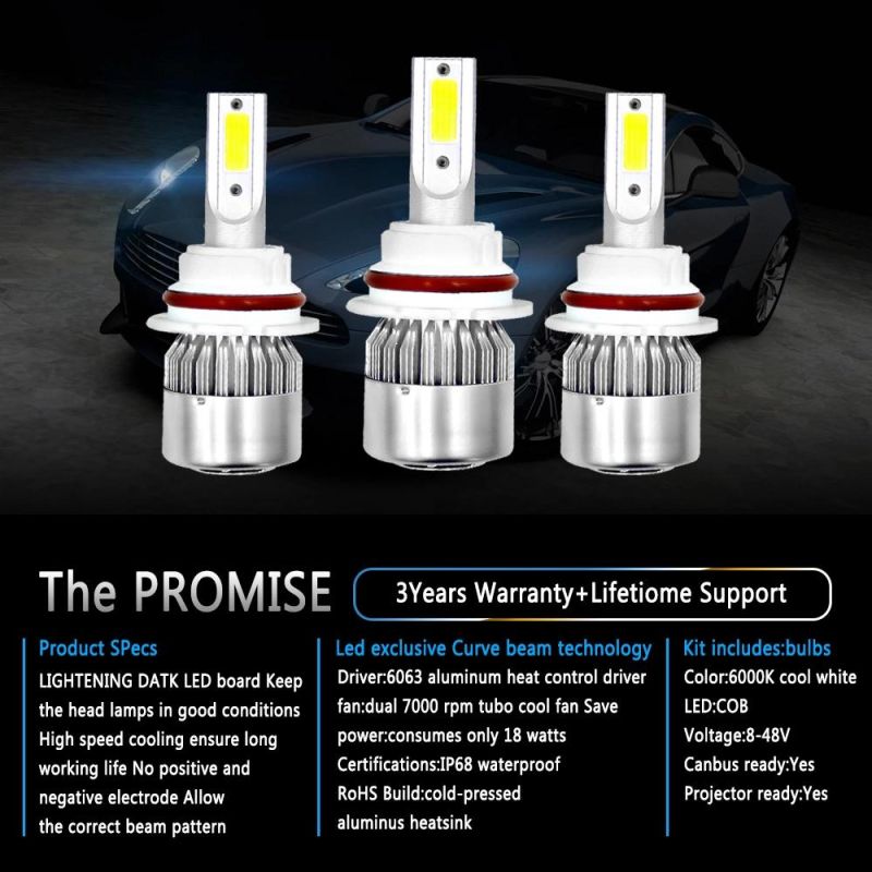 Lightech 9004 C6 X3 LED Car Headlight for Auto