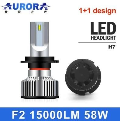 Aurora Wholesales Auto 1+1 Design Super Bright High Low Beam Mini H4 H7 H11 9005 9006 H13 Car LED Headlight Bulb