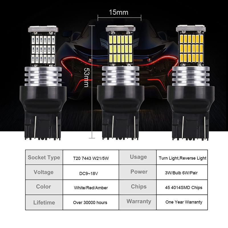 High Power LED Reverse Back up Light LED Car Bulb 7443 4014 45SMD Auto Lamp LED