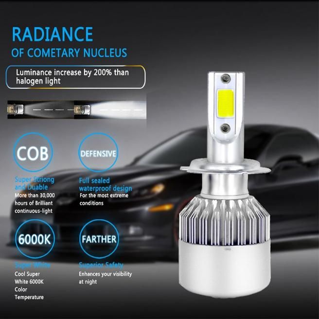 C6 H4 LED H7 H11 LED H1 Auto Car Headlight 50W 8000lm 6000K 9005 Hb3 9006 Hb4 Automobile Headlight All in One COB Lamp