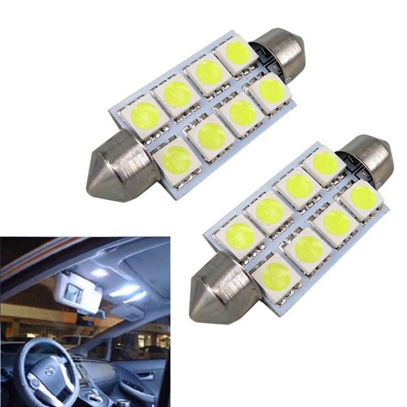 Festoon Dome Light 8 SMD 5050 LED 39mm Three Chips 8SMD 8LED Indoor Reading Lamp License Plate Lamp White DC 12V