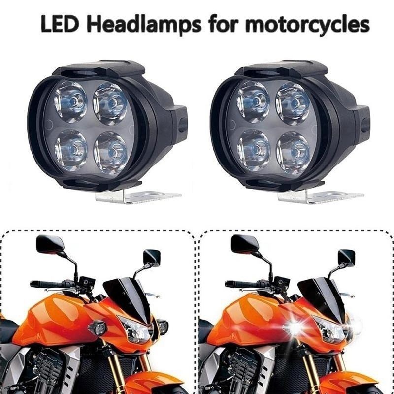 6 LED Motorcycle Light Headlight Assembly 10W 1000lm+Switch Universal Scooter Fog Spotlight 6000K White Car DRL Lamp E-Bike