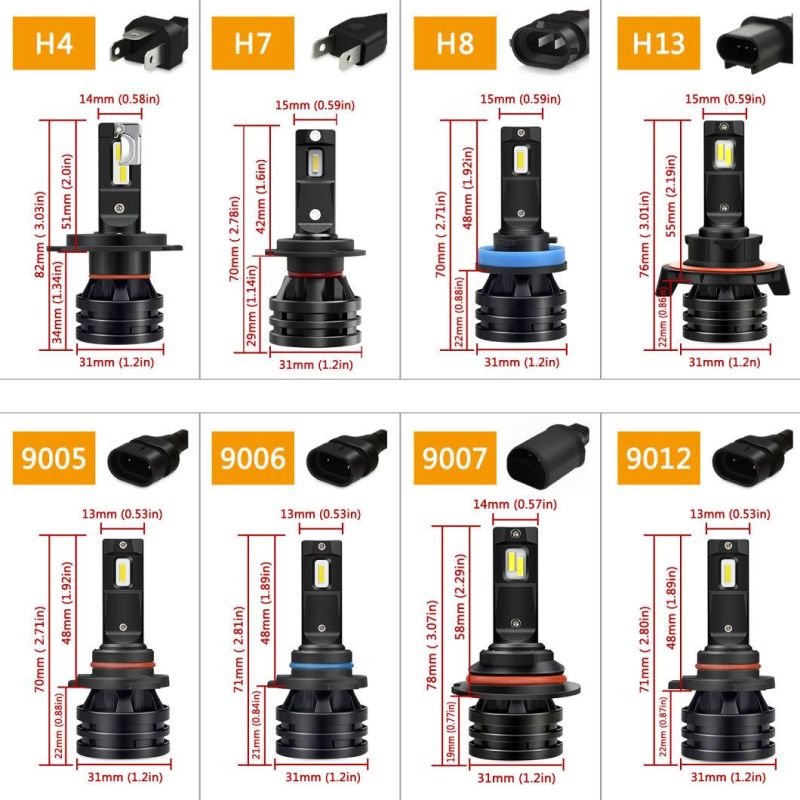 Auto Fog Light H4 H7 LED Car Canbus Kit H1 H3 H8 H11 9005 Hb3 9006 Hb4 880 H27 Csp LED Bulb 100W 12000lm M2 LED Headlight