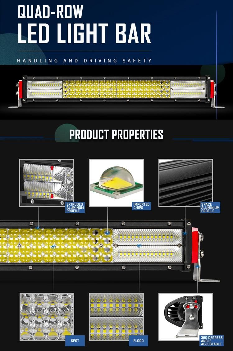 Factory Outlet 4 Rows 12D Reflector Waterproof 22 32 42inch CREE Jeep Wholesale LED Driving Work Light Bar for 4X4 Offroad Truck