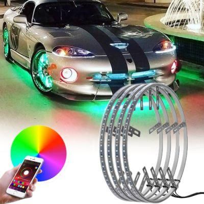 2020 Newest Factory Price Remote Control Phone APP Bluetooth 12V RGB LED Wheel Light for Cars Offroads