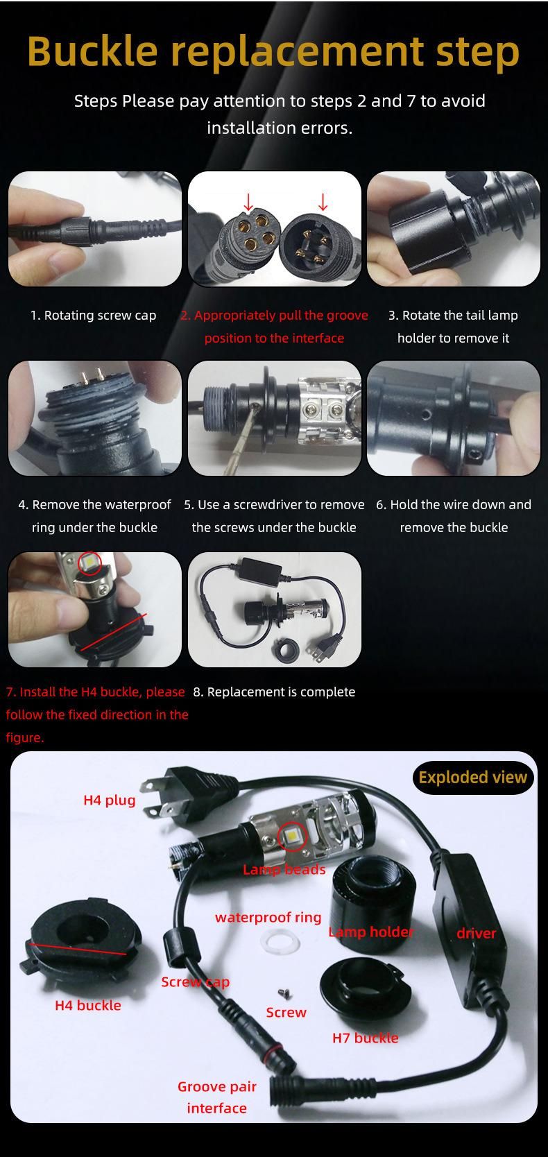 H7/H4 A8 LED Motorcycle/Car Headlight Mini Lens Projector 3000K 6000K 7200lm Super Turbo LED Bulb 72W Hi/Low Auto Ice Light