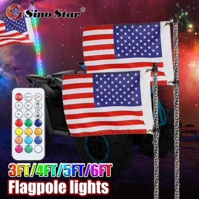 Swl1-3FT 1 PCS Remote Control RGB 360 Degree Chasing Spiral LED Antenas Lights for UTV off- Road Vehicle ATV