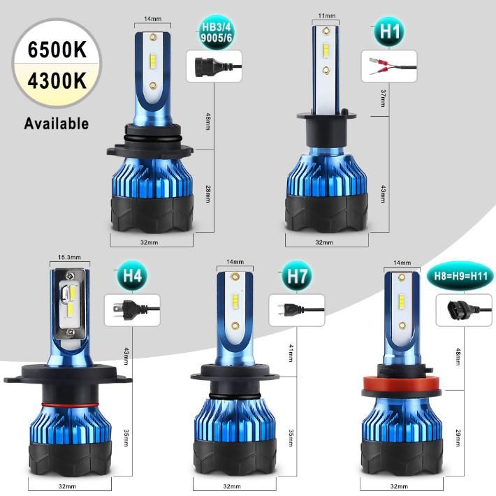 K5 LED Headlight 6000K H3 H7 80W 8000lm