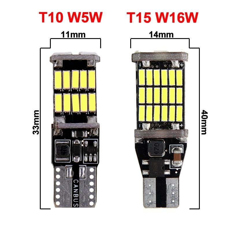 1X T15 LED Bulb W16W T10 W5w LED Signal Light Canbus No Error High Power Super Bright White 4014 SMD DC 12V Car Turn Back Lamps