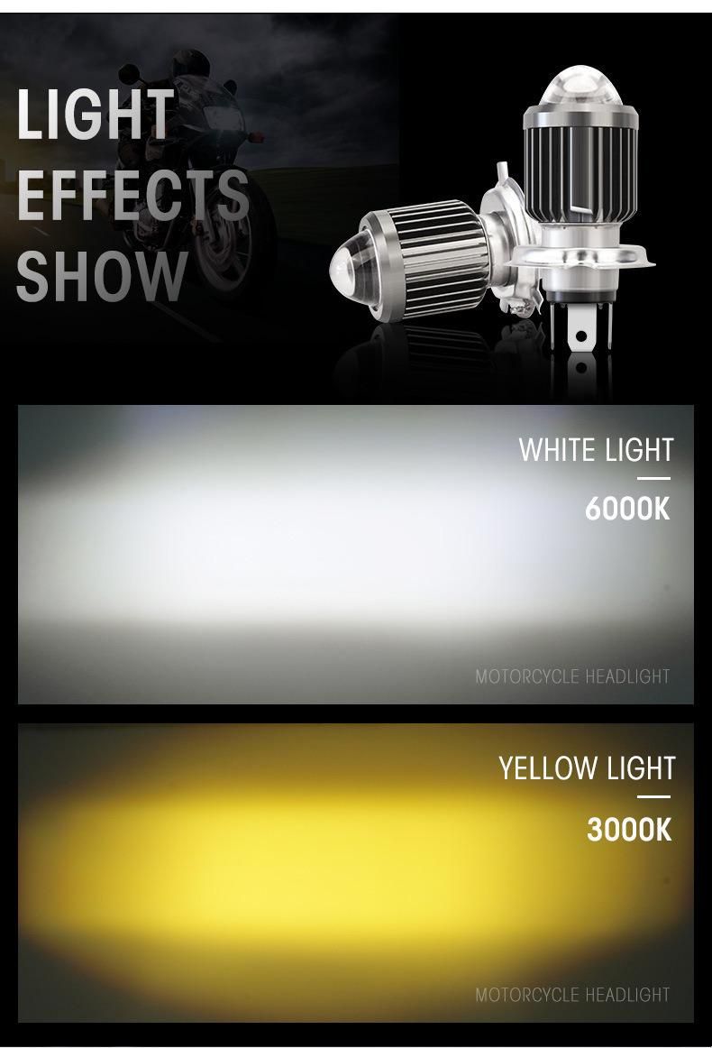 LED Motorcycle Electric Car LED Two-Claw Three-Claw Two-Color Headlight 3000K 6000K Mini Projection Lens