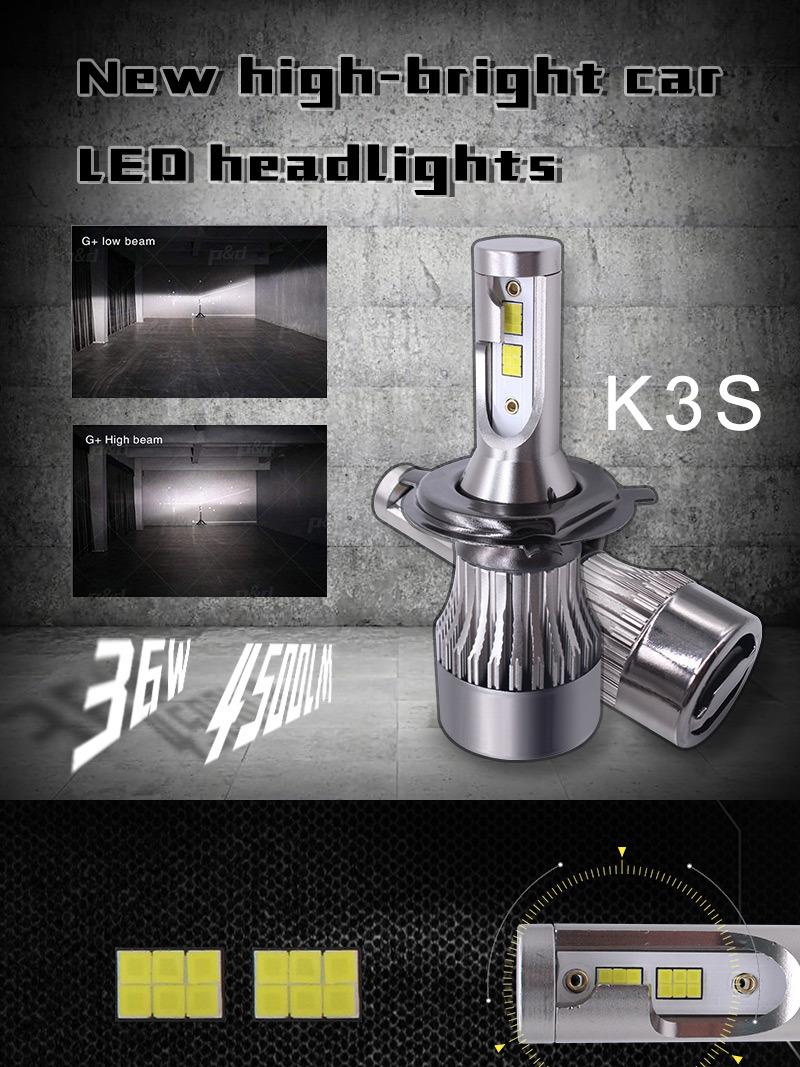 K3s H4 C6 S2 LED Car Headlight with Auto Lamp