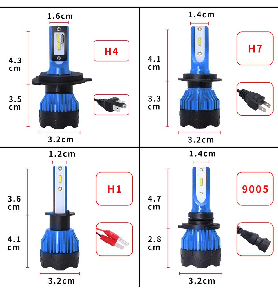 Exclusive Products 2PCS H4 LED H3 H7 H11 Car LED 9005 9006 Csp Headlight Bulbs 2V/24V 55W Fog Light Bulbs K5 Auto Headlamp Lamps Blue