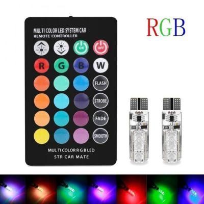 T10 RGB LED COB Colorful Flash Remote Control Indicator Light Bulb Remote Control Car Width Light Strobe Light Atmosphere Light